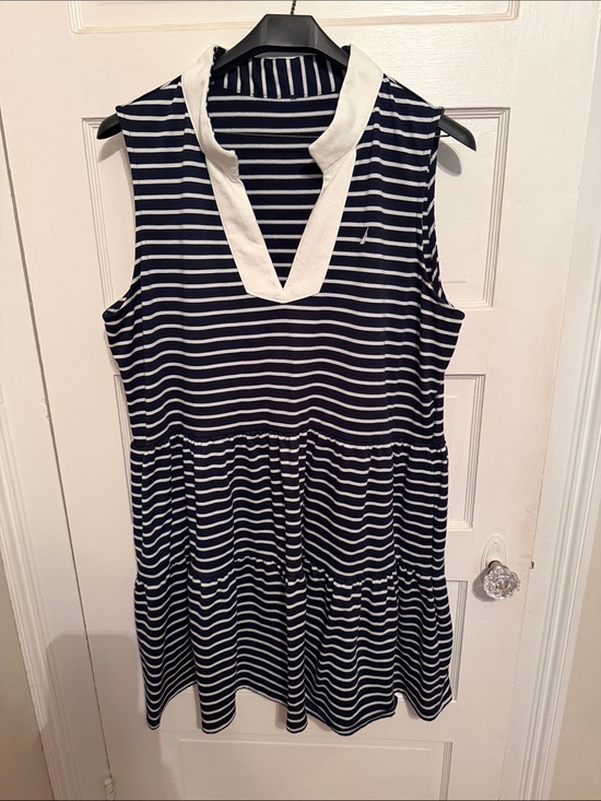 Nautica Dresses & Skirts - Nautica Navy and White Striped Sleeveless V-Neck dress